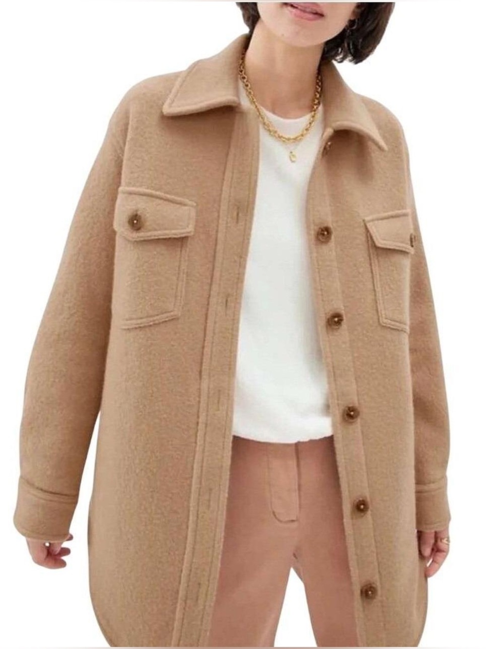 Aritzia Mauve Wool-Blend Long Shacket Coat